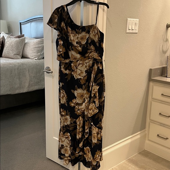 Betsy Adam Dresses & Skirts - 🩷 NWT Betsy Adam Floral one Shoulder Women's Size 14 Special Occasion Navy Dress